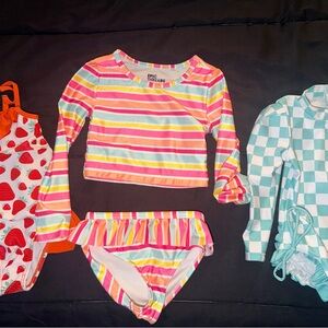 Toddler Girls Colorful Swimwear Bundle of 3 Size 2-T